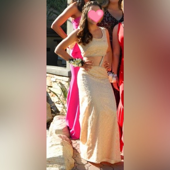 Custom Taylor Swift Fearless Two-Piece Prom Dress - Champagne/Diamond - 2 - Picture 7 of 14